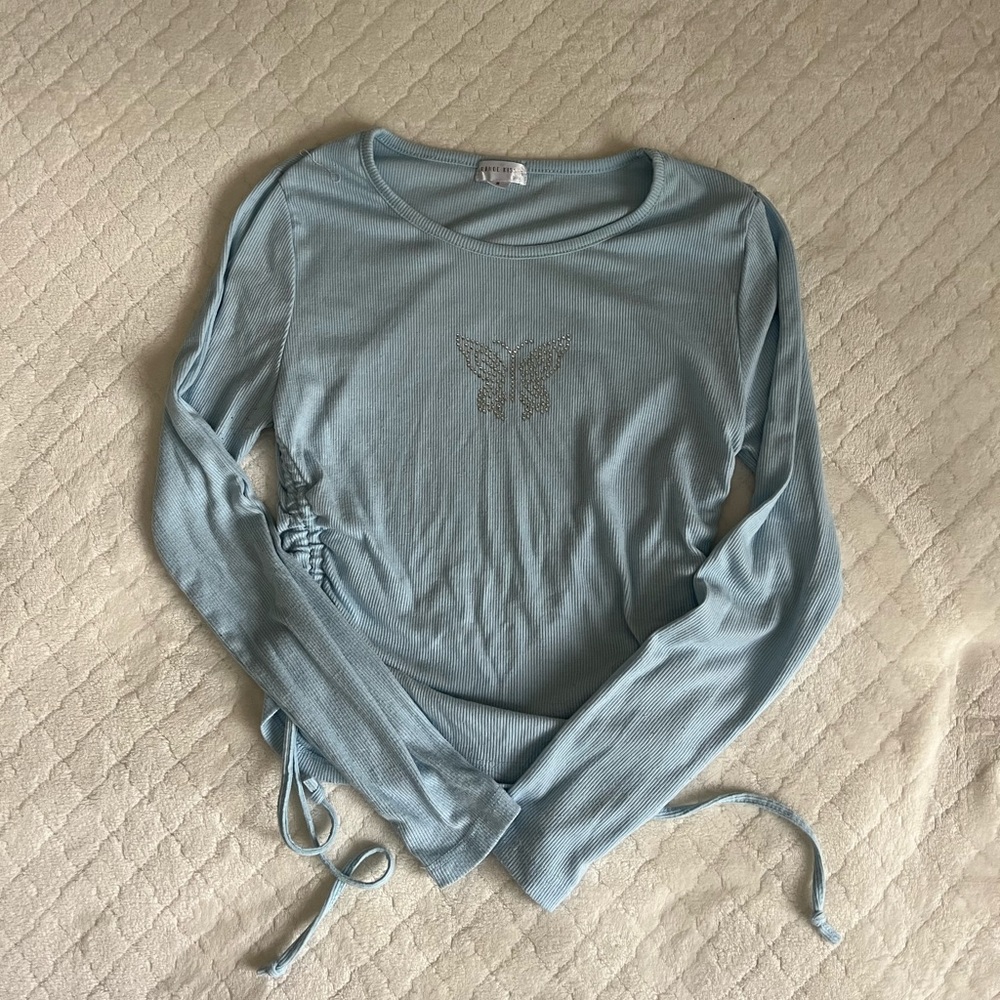 🔵 Range Kiss Butterfly Ruched Ribbed Long Sleeve S